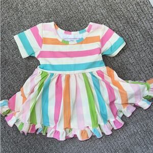 Sweet Honey Rainbow Stripe Belle Dress 12m